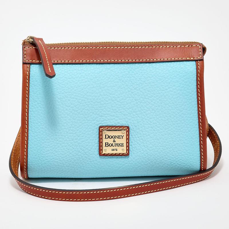 Pebble Leather East/West Crossbody Bag with Sleek Silhouette and Zipper Closure