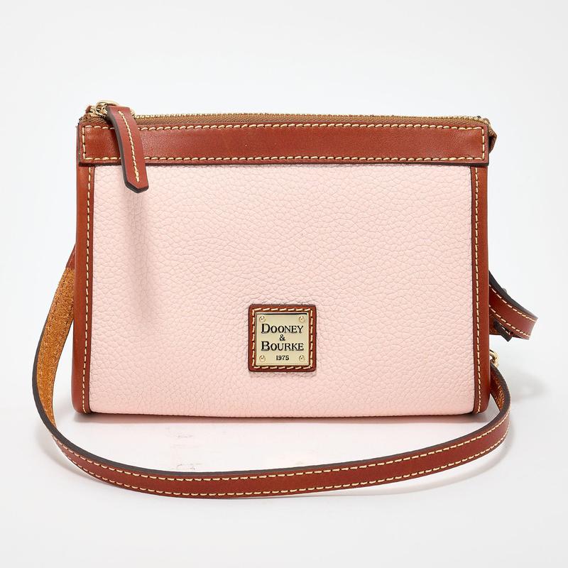 Pebble Leather East/West Crossbody Bag with Sleek Silhouette and Zipper Closure