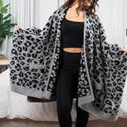 Women's Oversize Fleece Blanket Cape - 50" Width Flowing Side Slits Machine Washable Shawl-Wrap