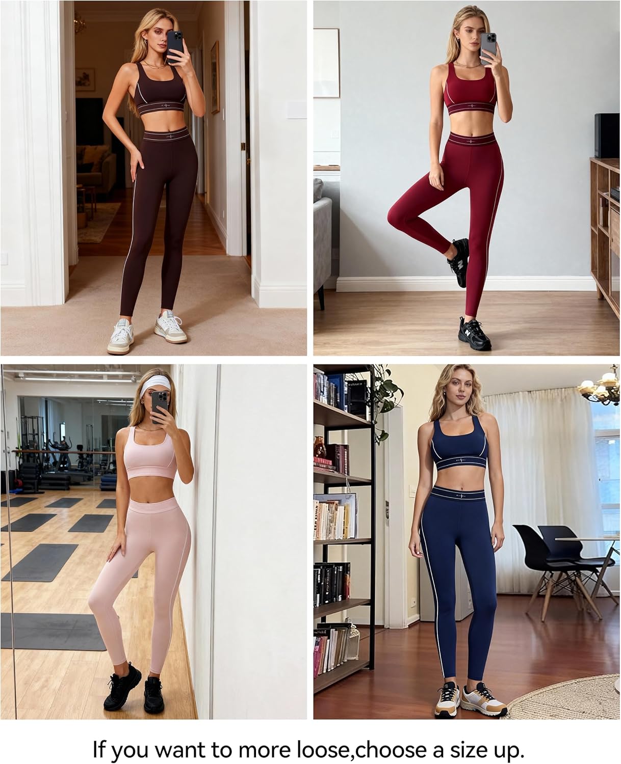 Mudere 2 Piece Workout Sets for Women High Waist Leggings with High Impact Sports Bra Yoga Outfits