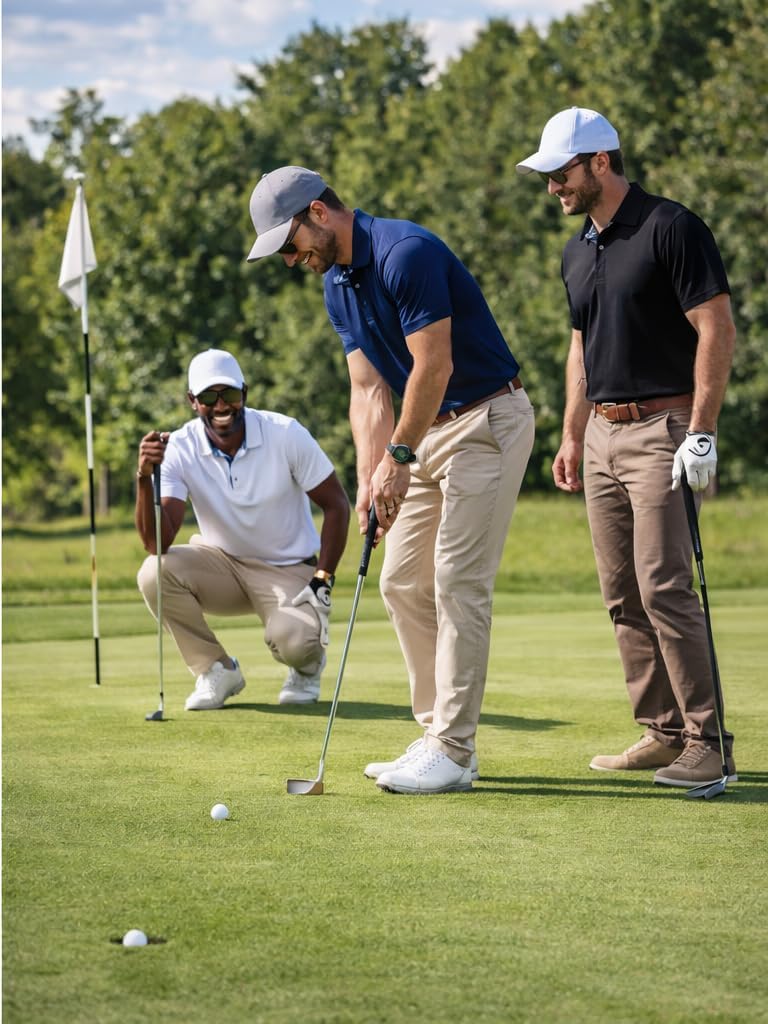 3 Pack Men's Polo Shirts Short Sleeve Dry Fit Golf Business Casual Moisture-Wicking