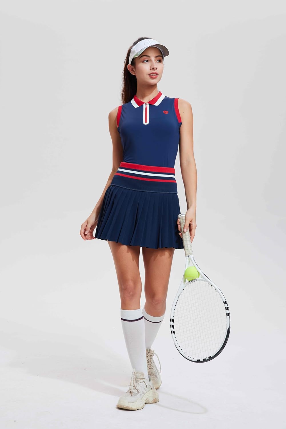 Tennis Skirt Sets for Women Color Block Golf Polo Two Piece Skirt Set Women 2 Piece Outfits with Shorts