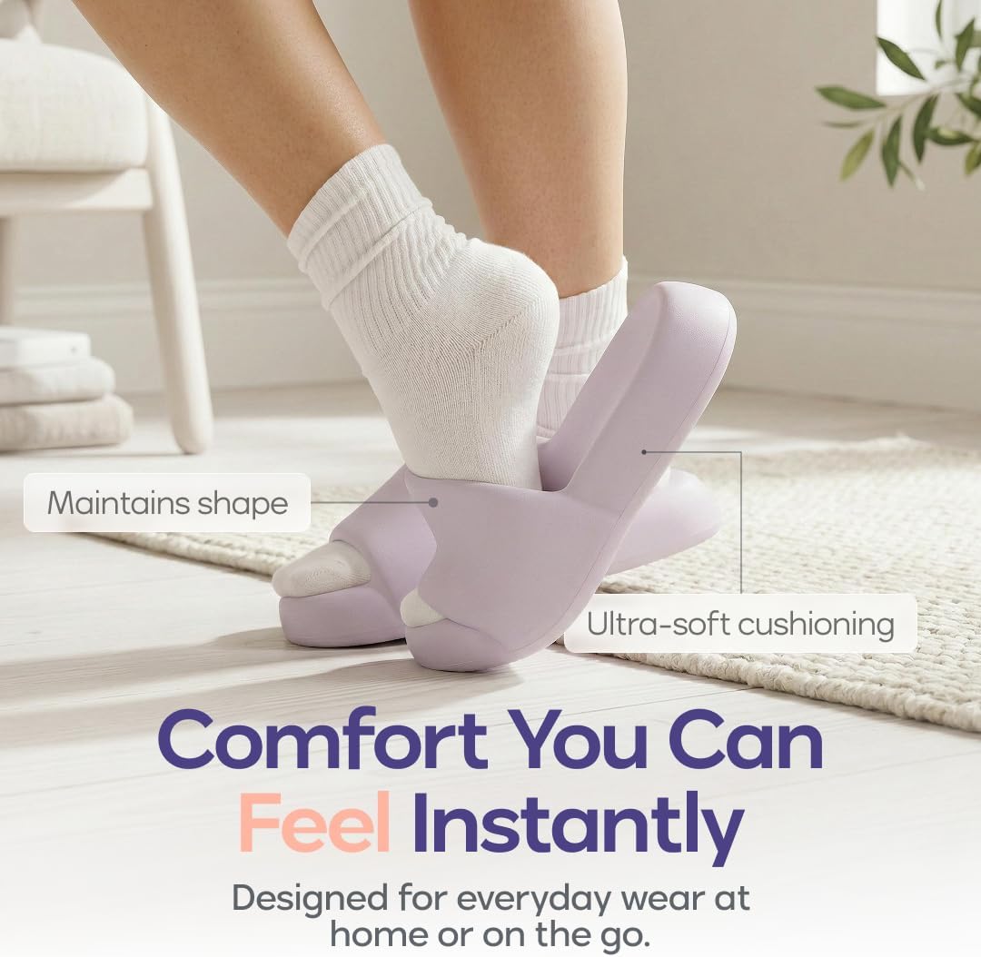 Cloud Slides for Women & Men, Thick Shock-Absorbing Sole, Ultra Soft Cushioning Recovery Sandals