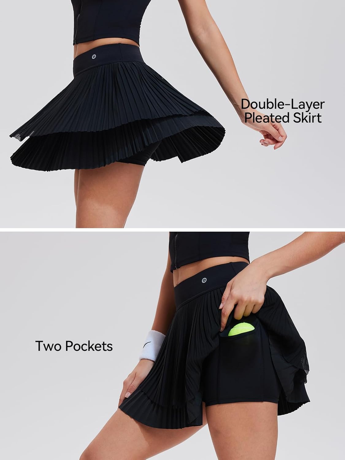 Airfree Women Tennis Skirt Set 2 Piece Outfits Racerback Golf Pickleball Athletic Skorts Tennis Dress with Pockets