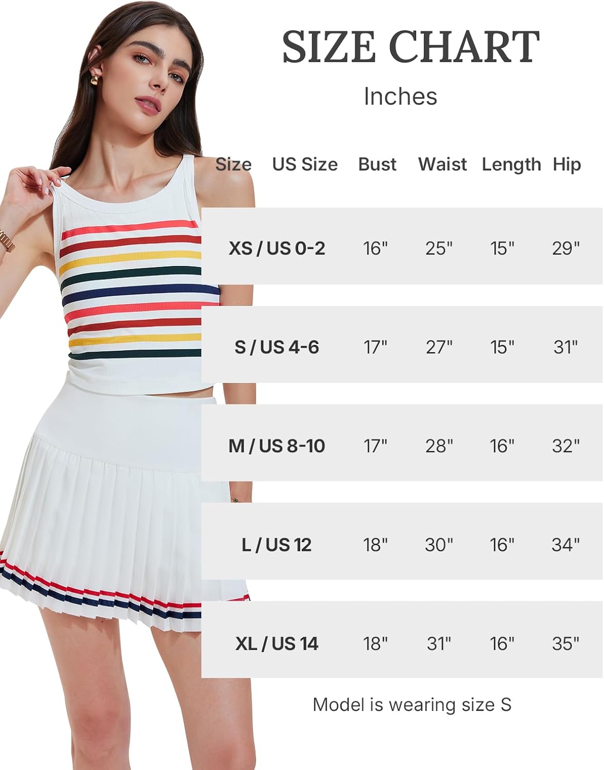 Women's 2 Piece Tennis Skirt Set - Racerback Tank Top and High Waisted Golf Skort Activewear