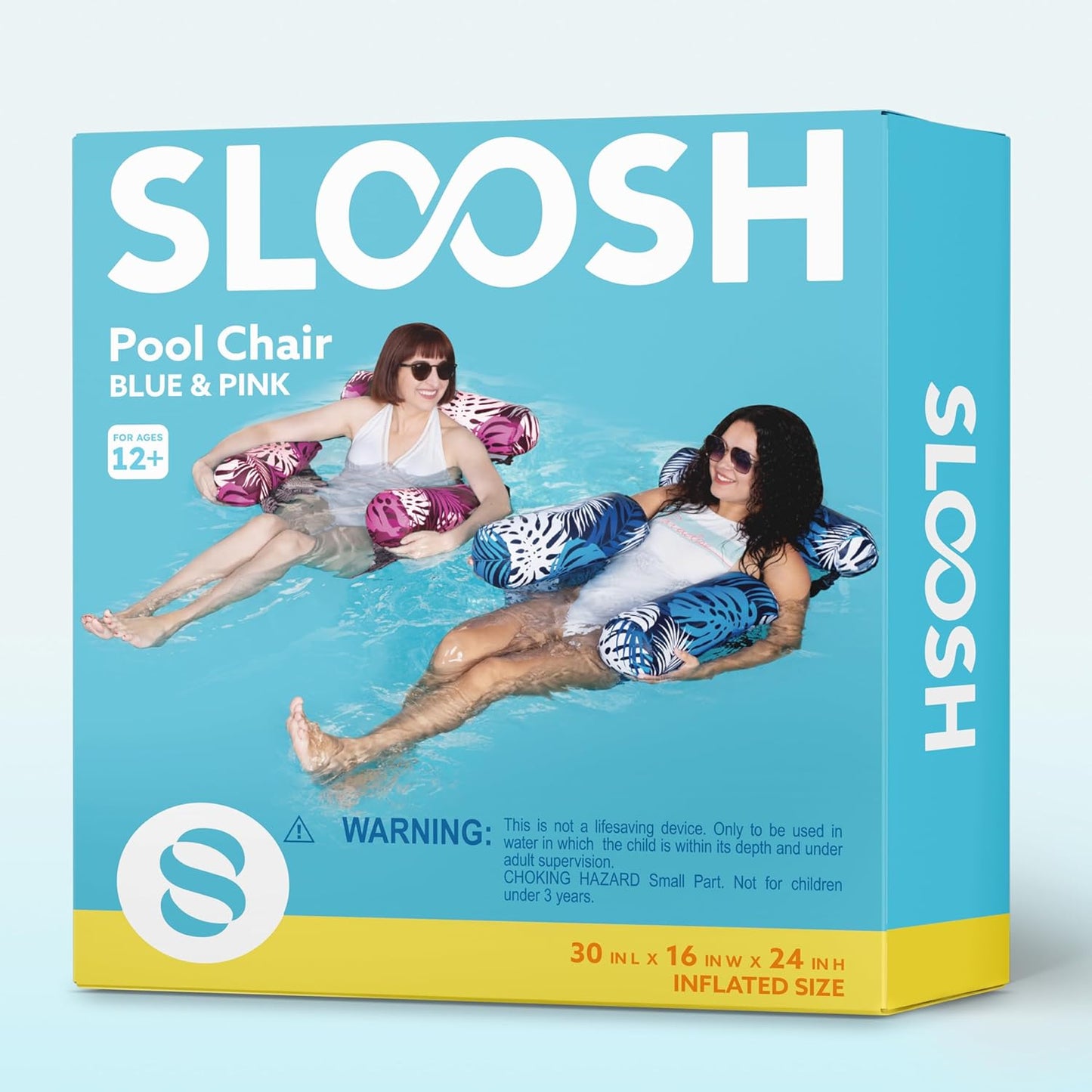2-Pack Inflatable Pool Float Lounge Chairs with Mesh Seat for Adults, Heavy Duty Water Hammocks