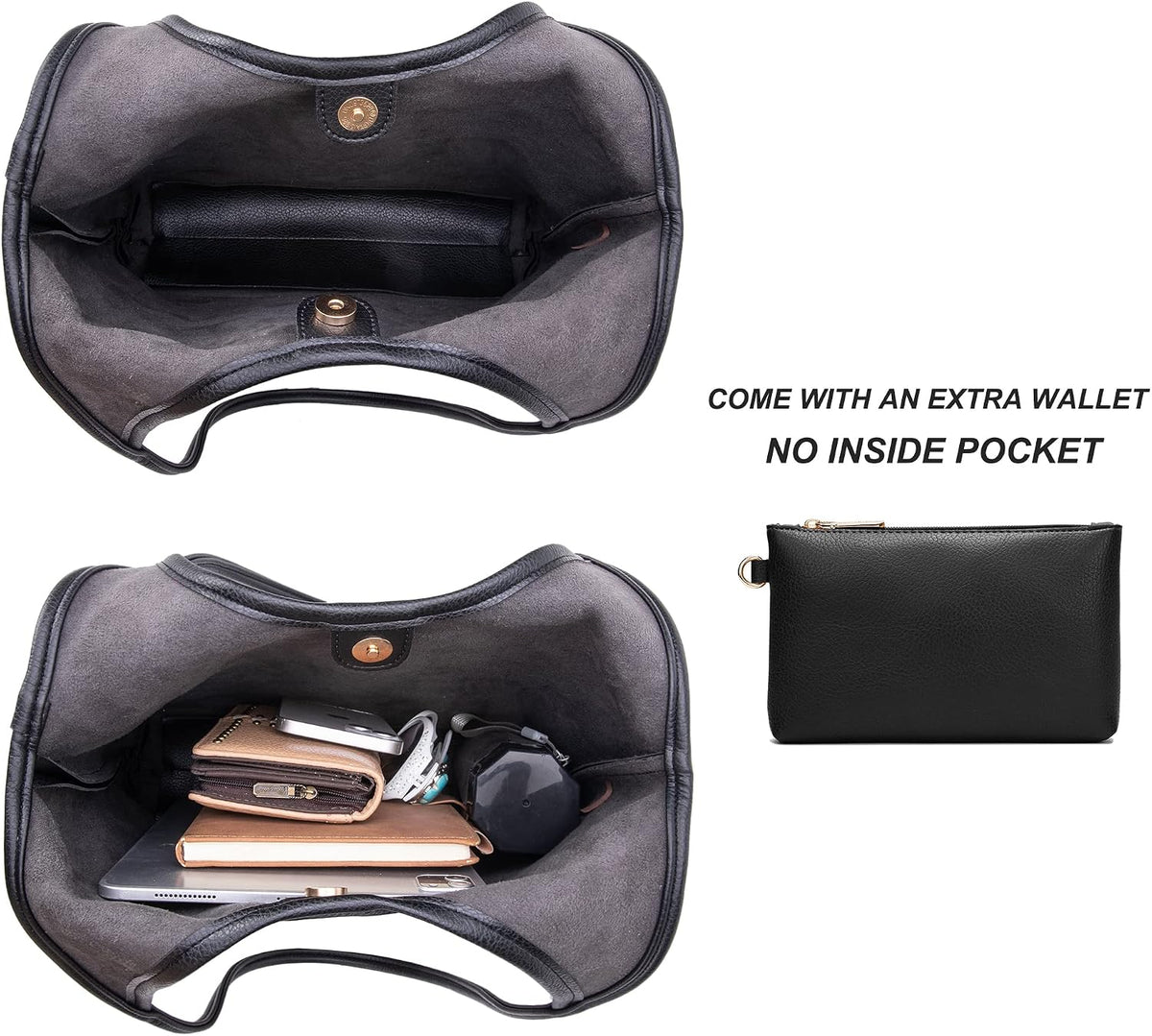 Slouchy Hobo Bag with Wallet — Soft vegan leather, roomy everyday carry, and effortless style for work, travel, campus days, and daily wear.