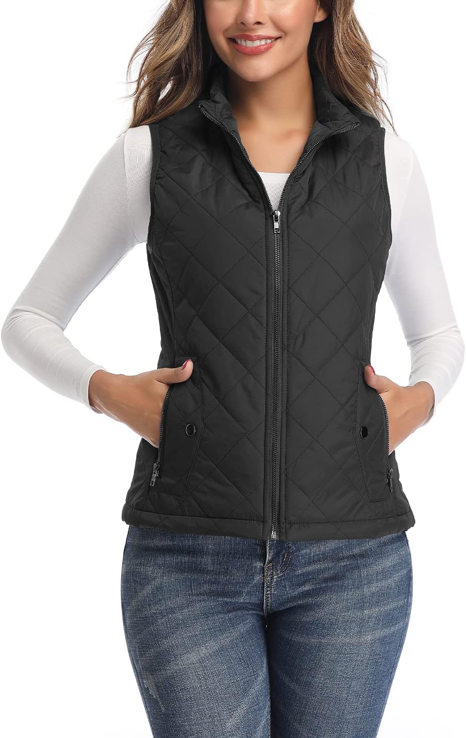 Women's Quilted Vest Lightweight Packable Puffer Gilet for Outdoor Travel