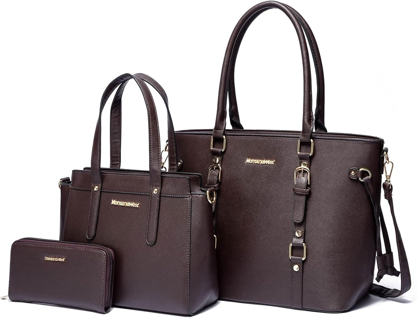 3PCS Purses for Women Set - Tote Bag, Shoulder Satchel, and Matching Wallet