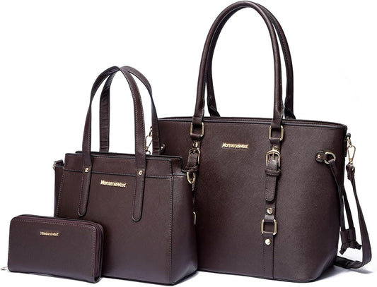 3PCS Purses for Women Set - Tote Bag, Shoulder Satchel, and Matching Wallet