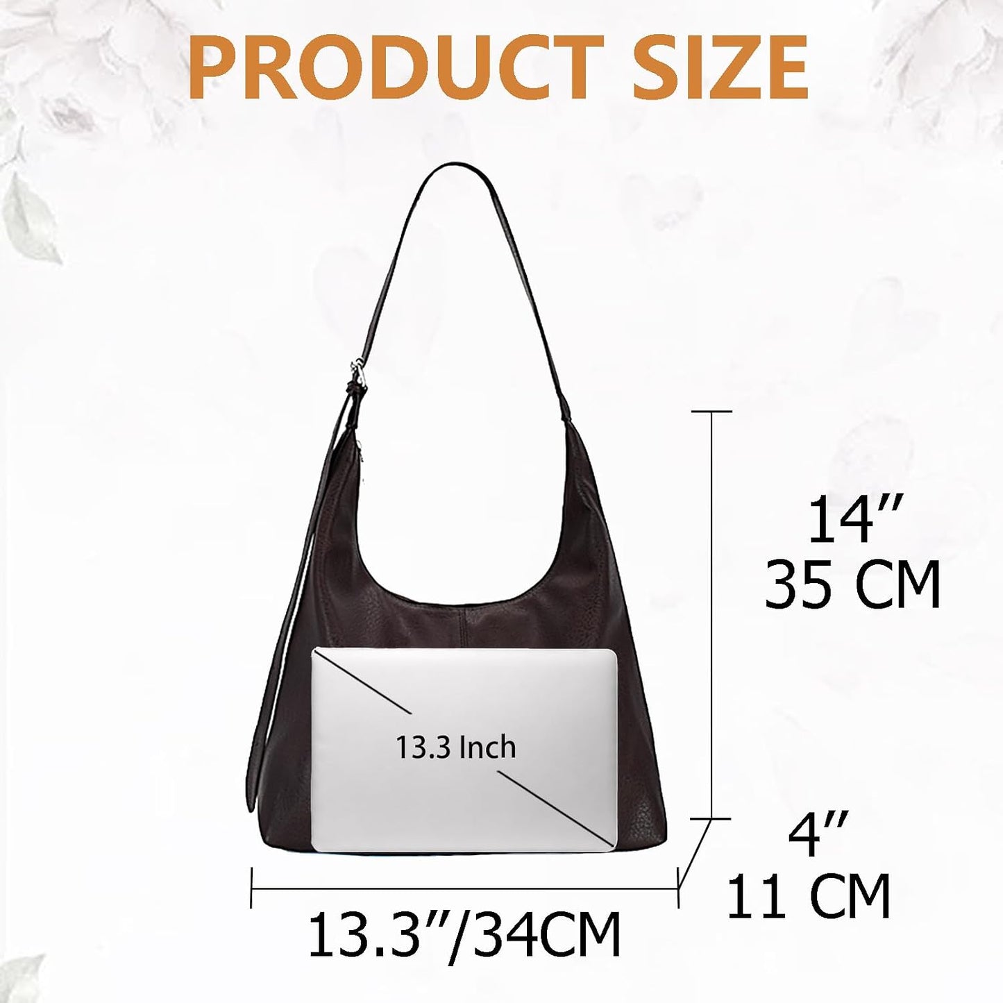 Large Hobo Bag for Women - Vegan Leather Slouchy Shoulder Handbag and Travel Tote