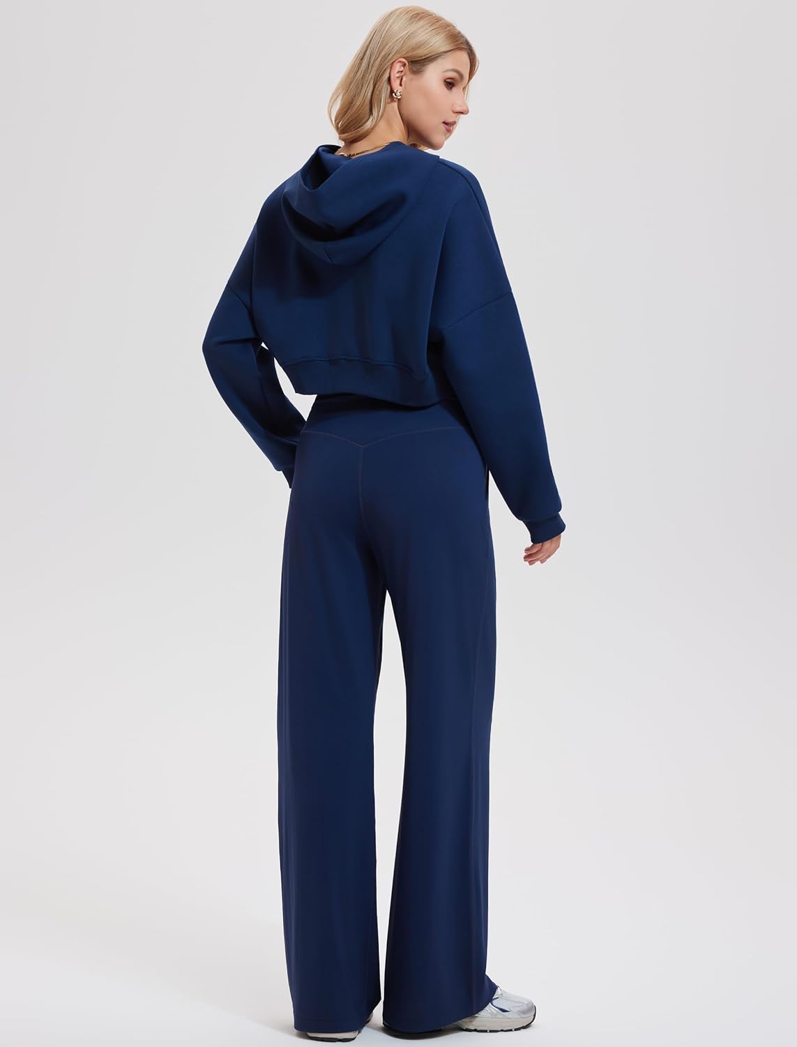 Mudere 2 Piece Sets for Women Fall Travel Outfits Long Sleeve Tracksuit High Waist Wide Leg Pants Zip Sweatsuit Matching Set