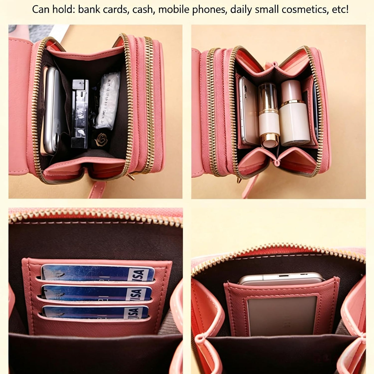 Touchscreen Phone Crossbody Bag for Women, RFID Blocking PU Leather Anti-Theft Wallet