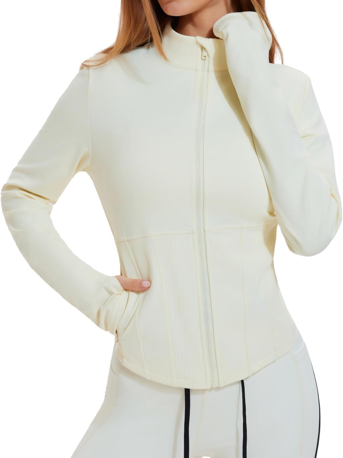 AFZ Workout Jackets for Women Lightweight Slim Fit Athletic Zip Up Jacket with Pockets for Running Yoga