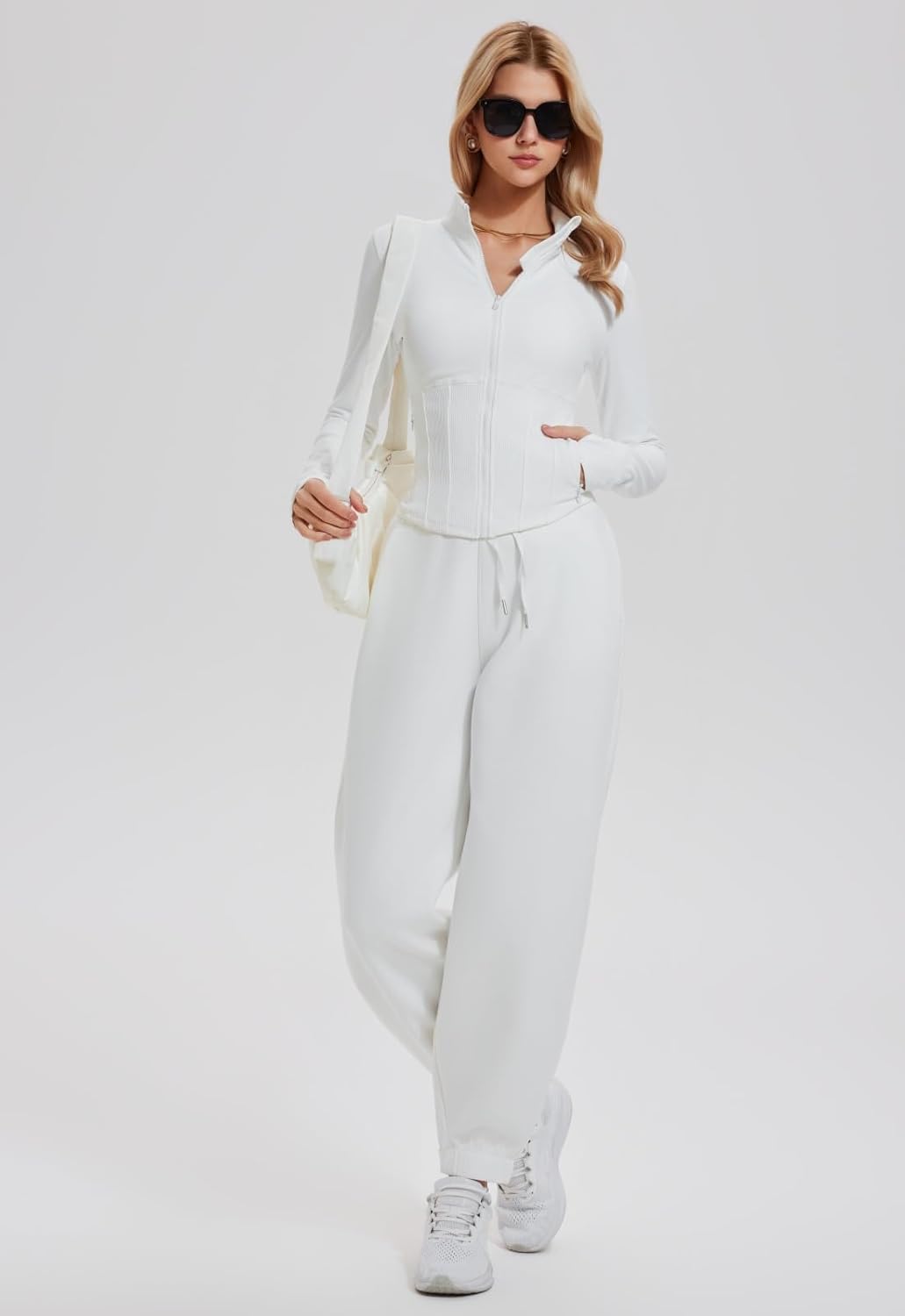 AFZ Sweat Sets for Women 2 Piece Lounge Outfits Zip Up Jackets Elastic Drawstring Jogger Pants Sweatpants Tracksuit