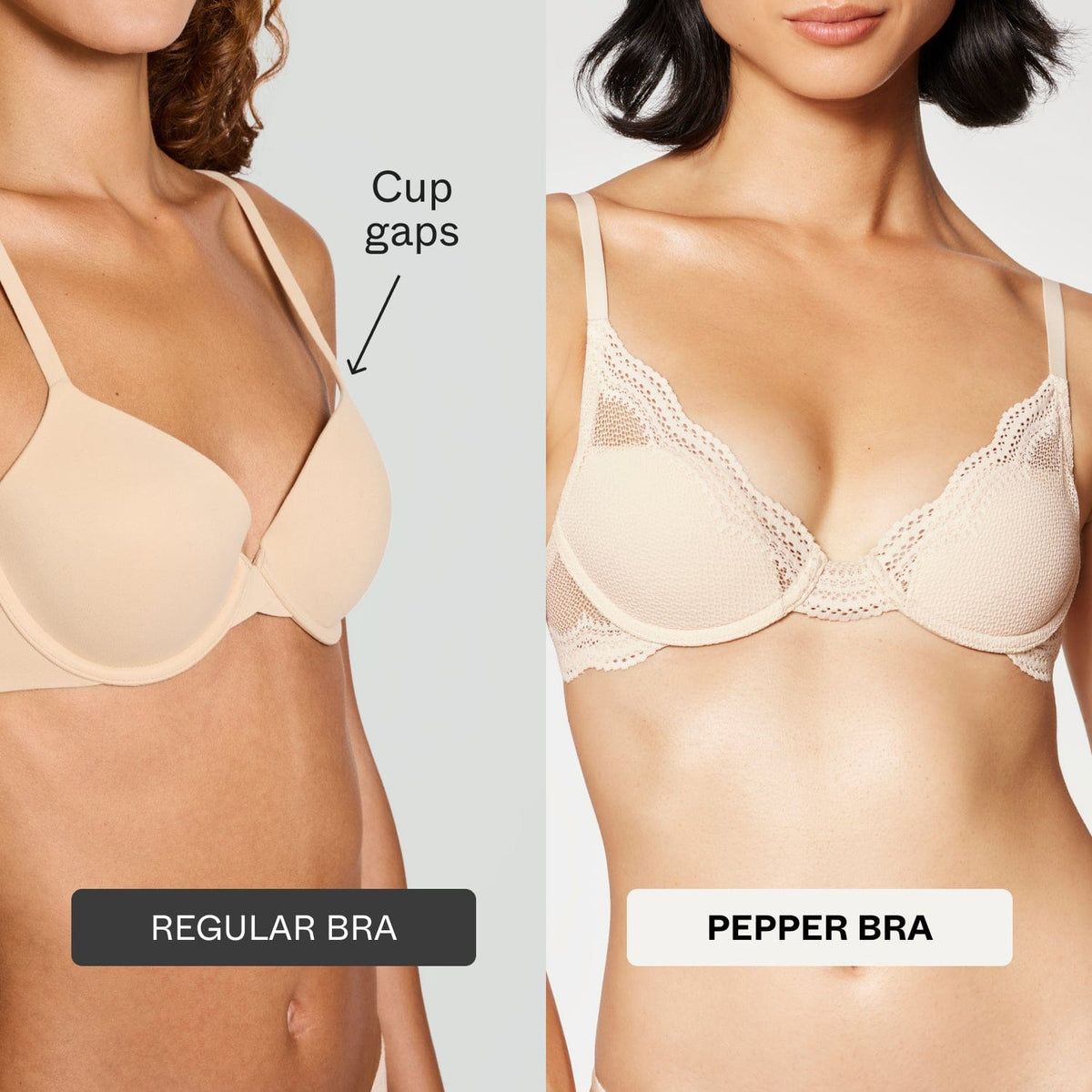 Fit comparison: Pepper bra vs regular bra