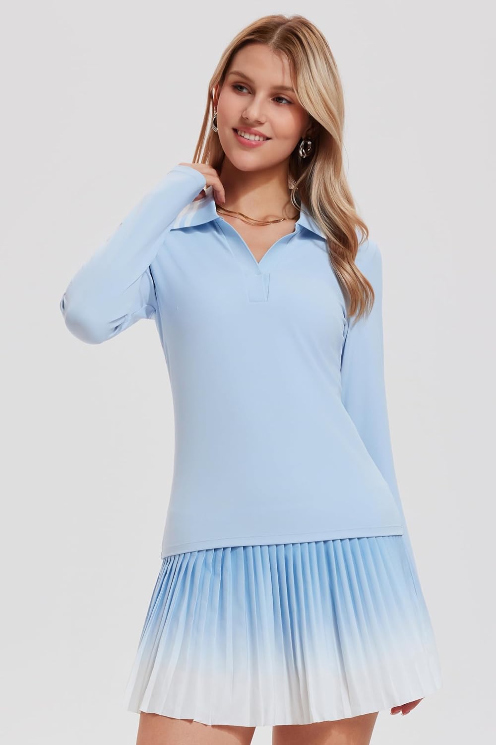 AFZ Women 2 Piece Tennis Skirt Set Pleated Pickleball Outfits Polo Golf Shirt Athletic Dress with Pockets