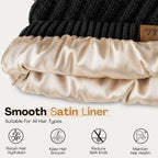 2Pcs Women's Ponytail Beanie, Satin Lined Winter Hat for Outdoor Activities