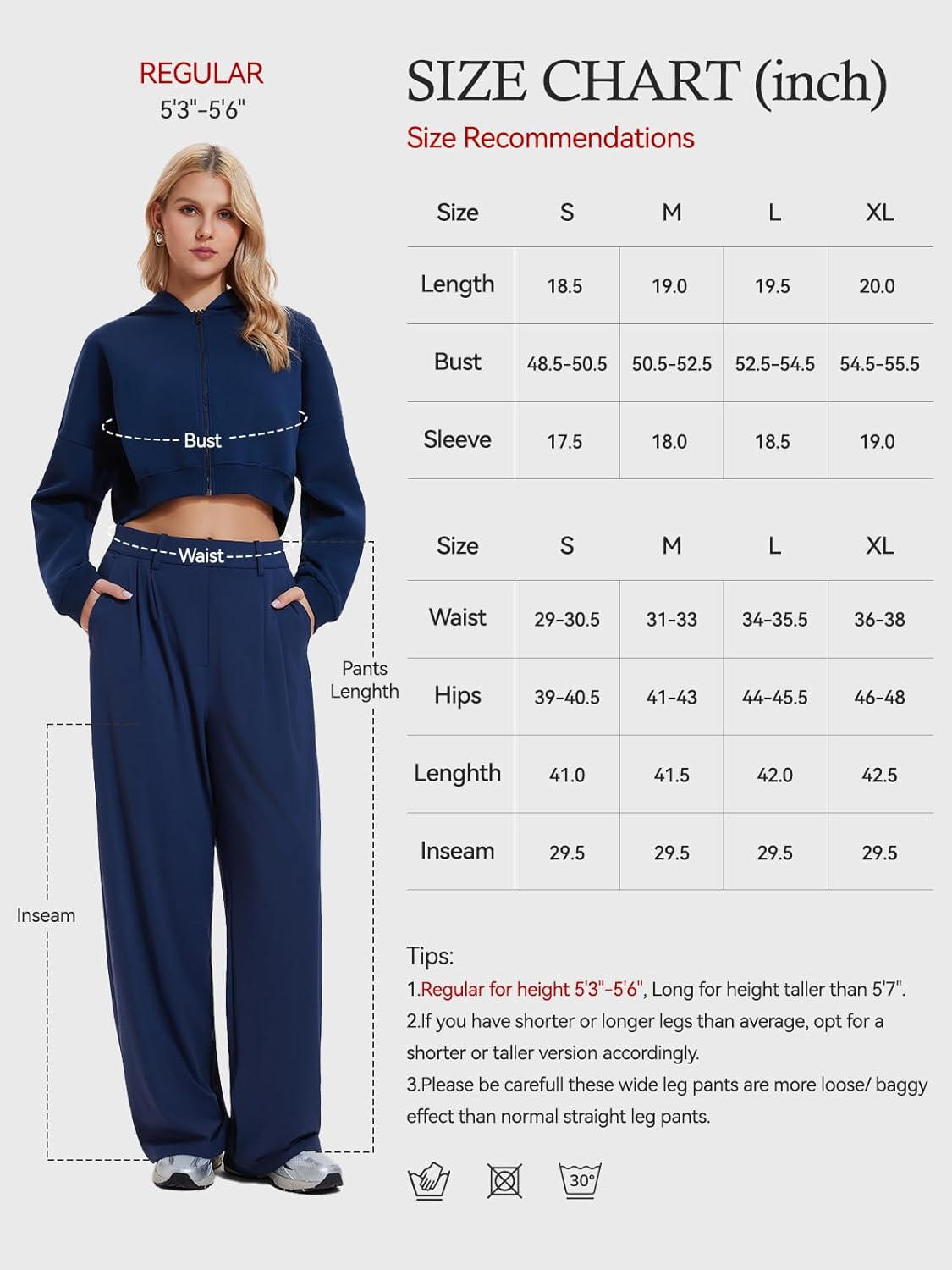 Airfree Tall Women's 2 Piece Outfits Spring Airport Cropped Hoodie Long Wide Leg Pants Sets Travel Lounge Sets Work Sweatsuit