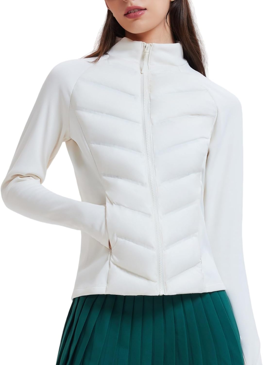 Lightweight Women's 800 Down-Fill Waterproof Quilted Puffer Jacket for Hiking and Running