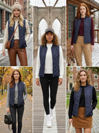 Womens Lightweight Quilted Vest - Zip Up Sleeveless Padded Gilet for Fall