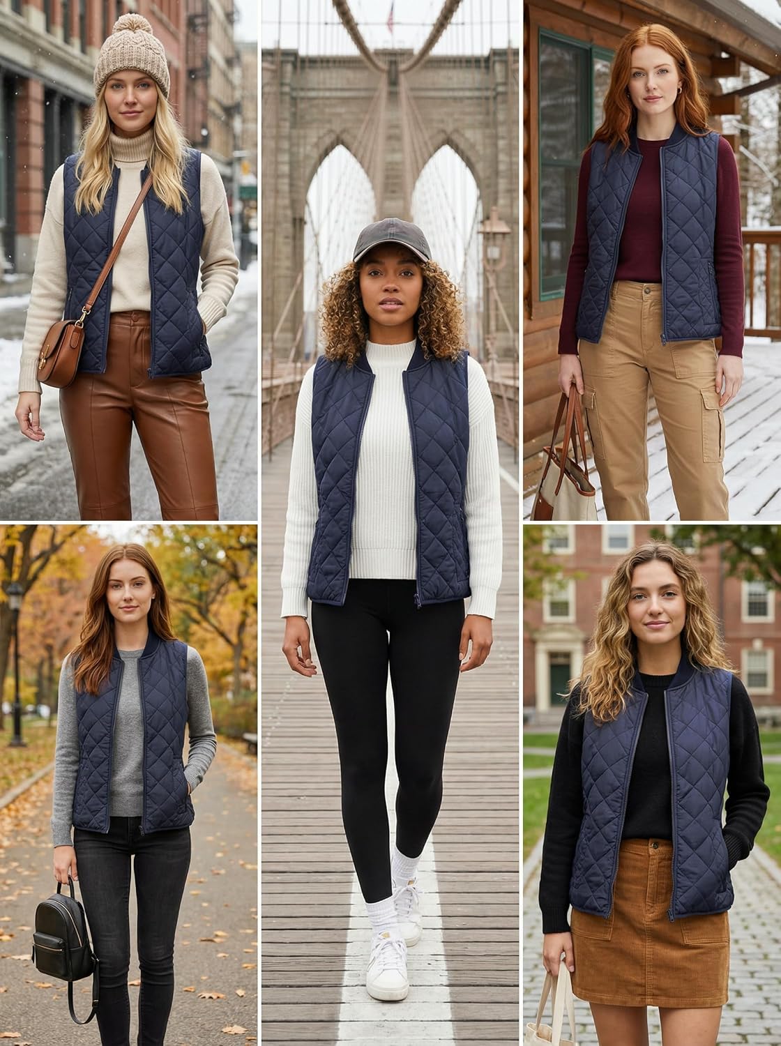Womens Lightweight Quilted Vest - Zip Up Sleeveless Padded Gilet for Fall