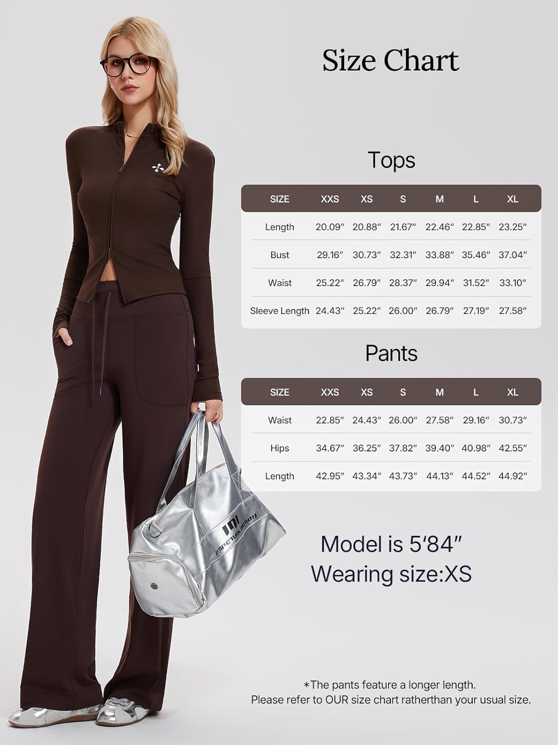 Tall Women's 2 Piece Matching Lounge Set Y2K Zip Jacket and High Waist Pants