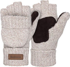 Thermal Insulation Fingerless Texting Wool Gloves for Women and Men - Winter Warm Knitted Convertible Mittens