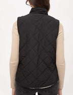 Women’s Quilted Vest - Reversible Lightweight Sleeveless Full Zip Up Faux Fur Lining Gilet Jacket with Pockets