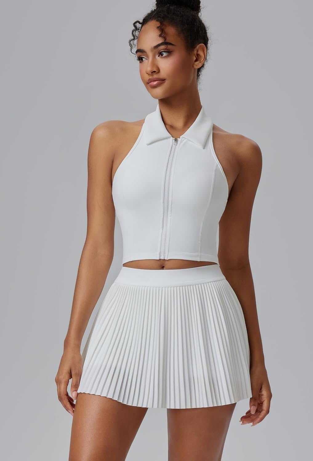 AFZ Women Pleated Tennis Skirt Set Two Piece Racerback Golf Outfits Pickleball Dresses with Shorts
