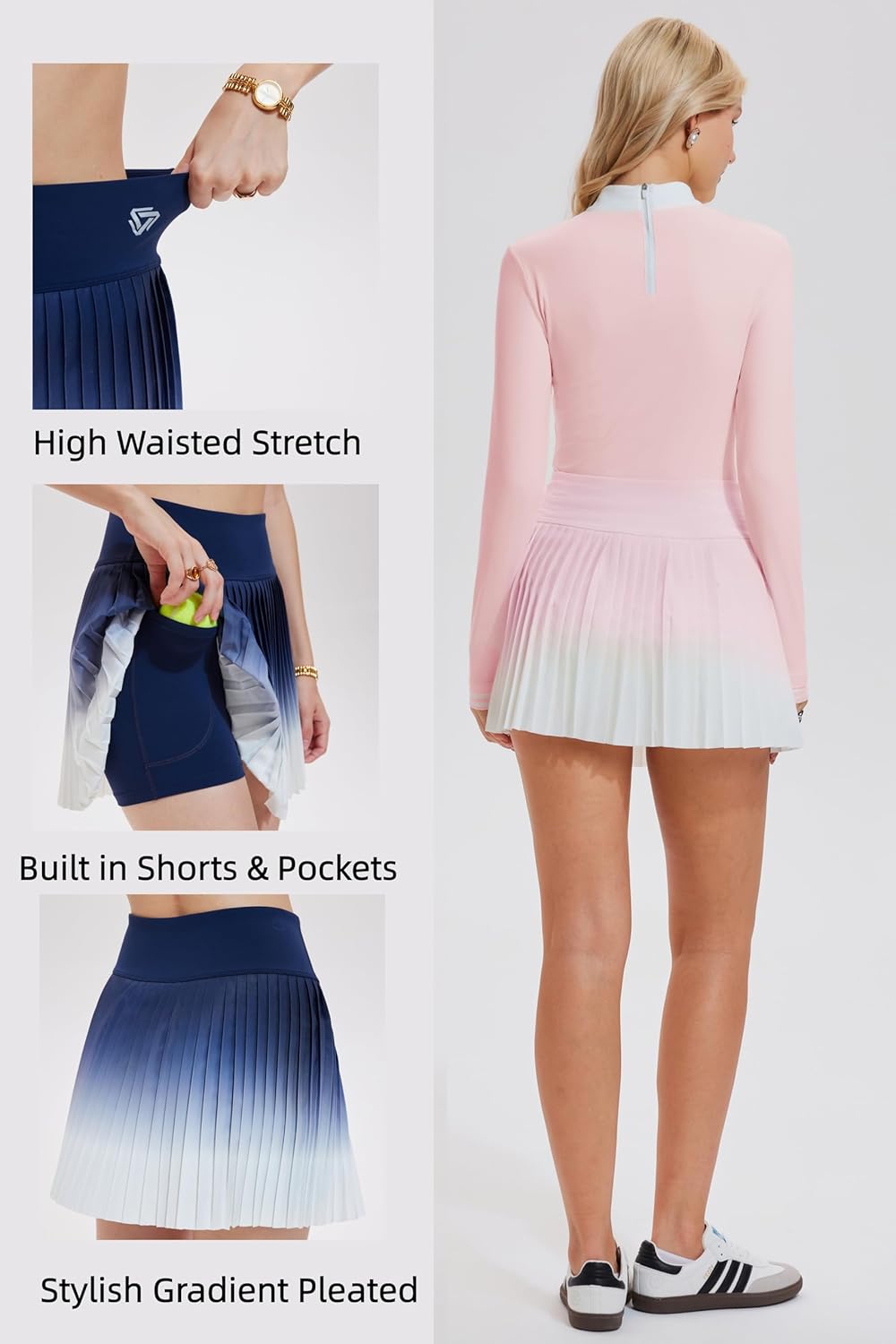 AFZ Tennis Skirt Set for Women Golf Shirt High Waisted Pleated Pickleball Skort Matching Preppy Outfits for Vacation Workout