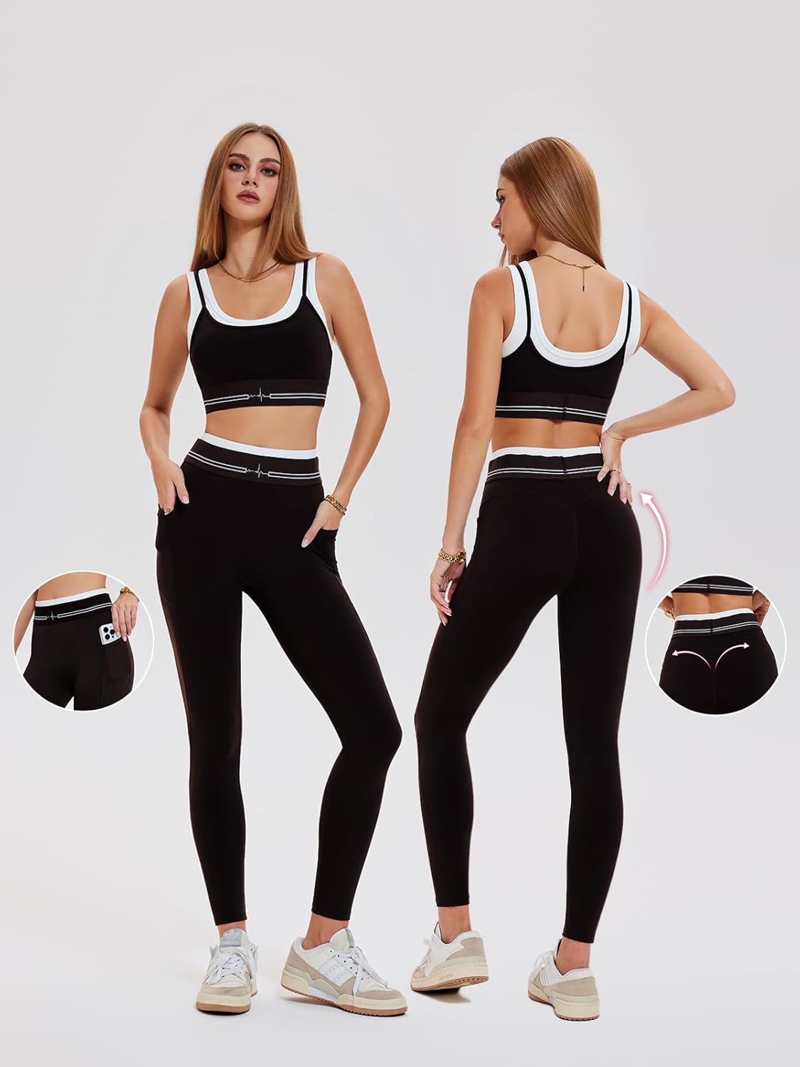 Airfree Womens Workout Sets 2 Piece Seamless Sport Bra Matching High Waist Leggings Gym Yoga Outfits Pilates Work Out Clothes