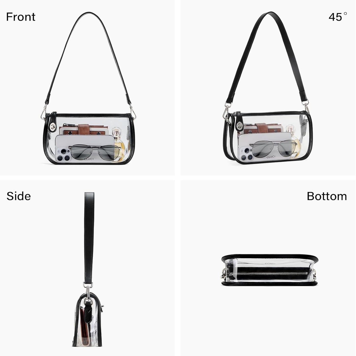 Clear Purse Crossbody Bag for Women - Transparent Shoulder Bag for Concerts and Sports Events