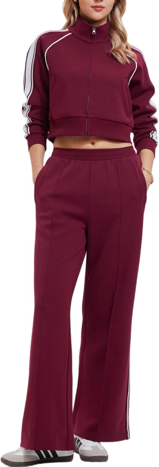 AFZ Women Two Piece Tracksuit Zip Up Sweatshirt Long Pants Outfits Jogger Sweatsuit Matching Lounge Sets