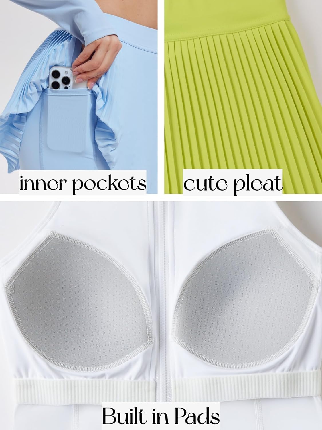 AFZ Women Pleated Tennis Skirt Set Two Piece Racerback Golf Outfits Pickleball Dresses with Shorts