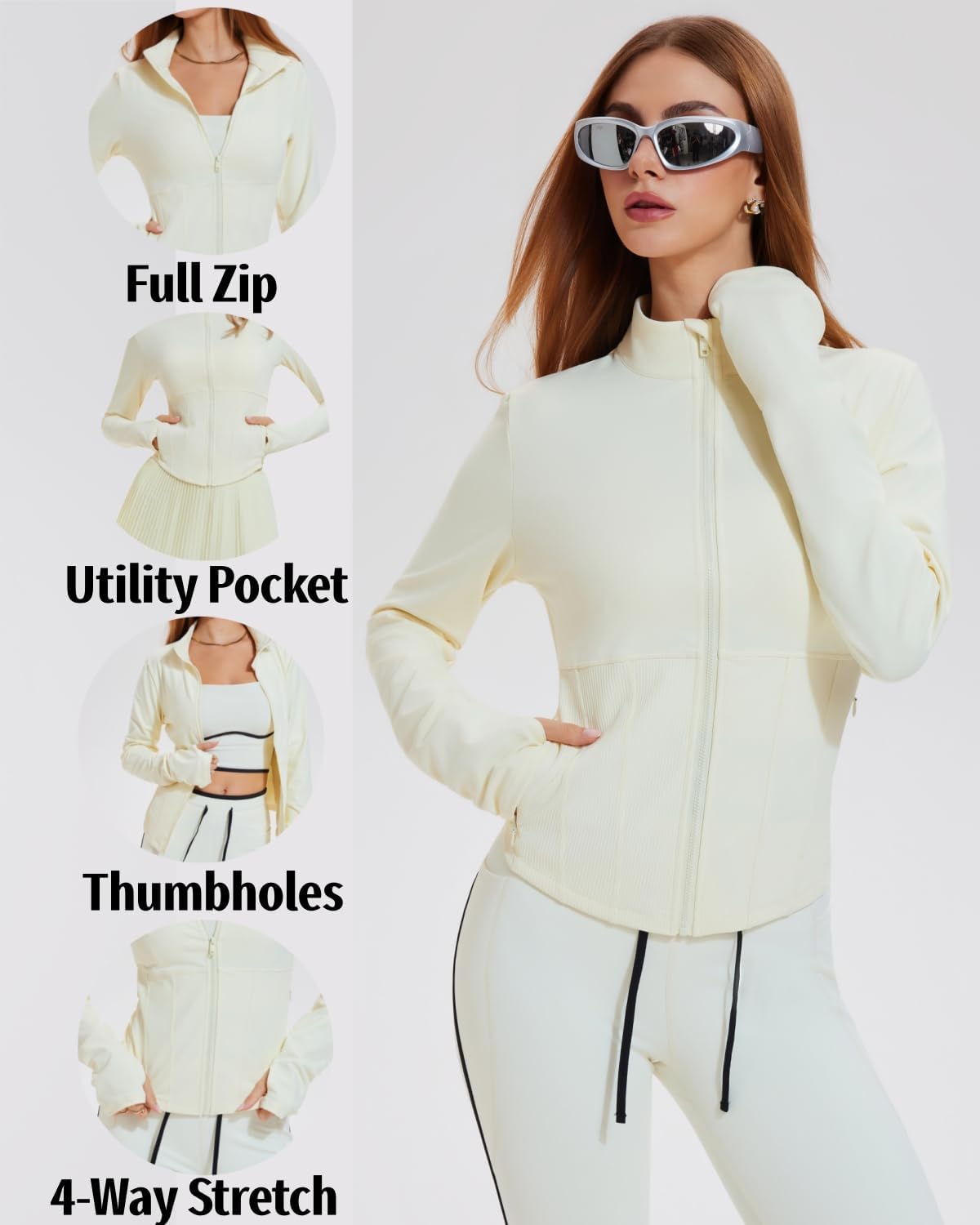 AFZ Workout Jackets for Women Lightweight Slim Fit Athletic Zip Up Jacket with Pockets for Running Yoga