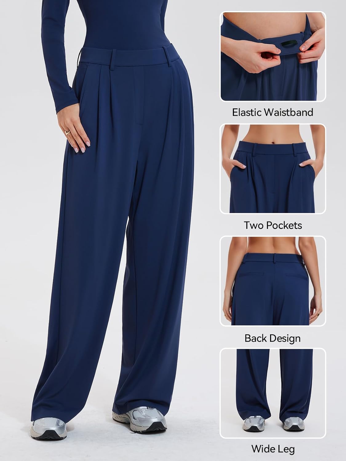Airfree Women's 2 Piece Matching Lounge Set Long Sleeve Henley Tops Wide Leg Pants Sets with Pockets Slim Fit Tracksuit