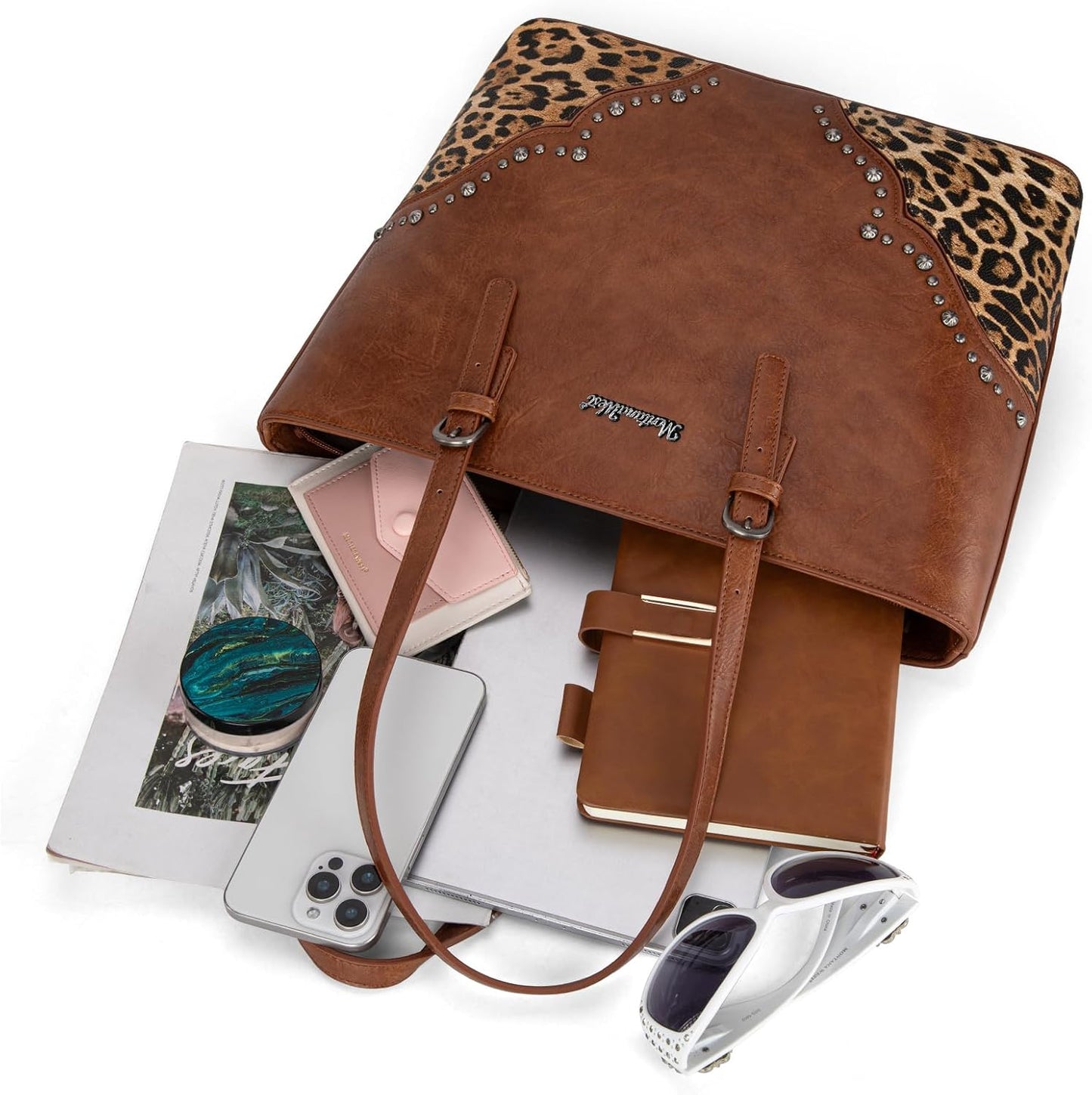 3Pcs Leopard Print Tote Bag Set for Women - Stylish Satchel Handbags with Concealed Carry Pocket