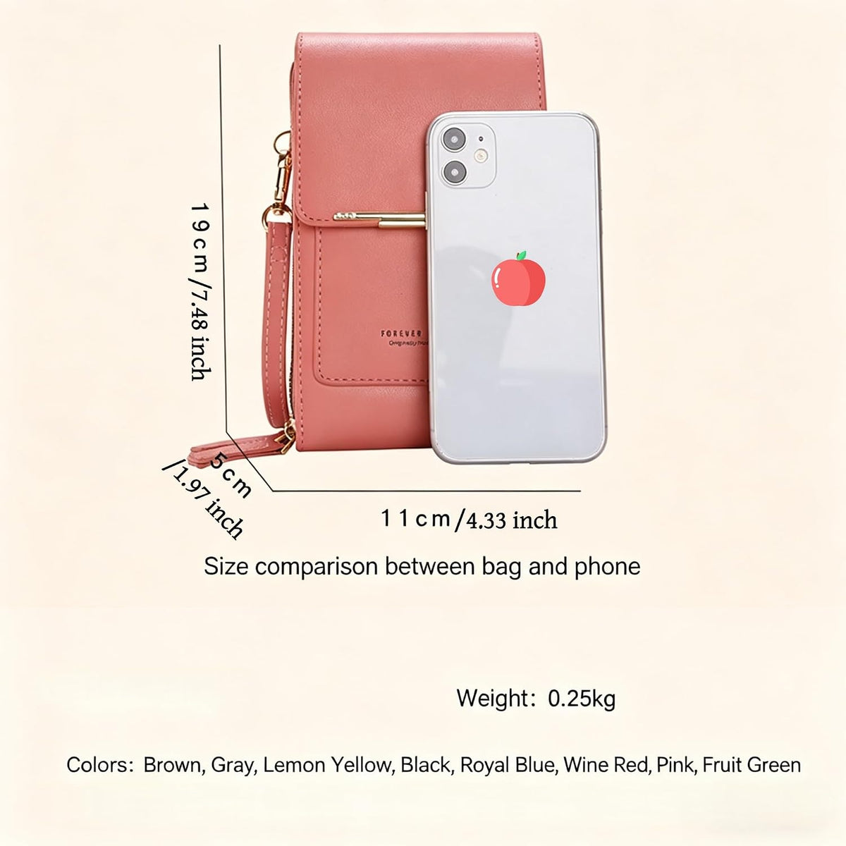 Touchscreen Phone Crossbody Bag for Women, RFID Blocking PU Leather Anti-Theft Wallet