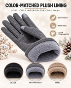 3 Pairs Women's Winter Touchscreen Gloves - Windproof Fleece Lined Warm Texting Mittens