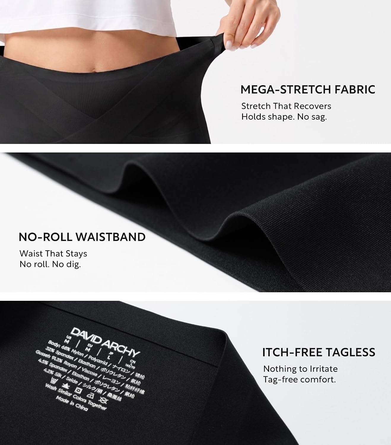 Women's Seamless Underwear, 5-Pack Buttery Soft High Waist Panties, Tummy Full Coverage No Show Invisible Briefs