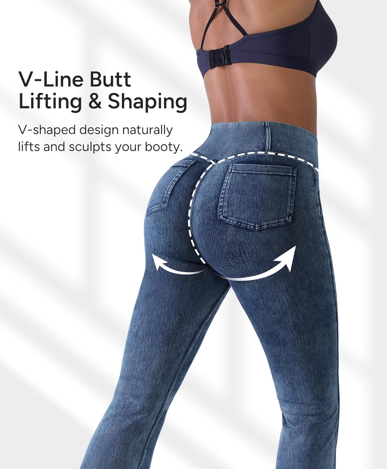 Women's 29" & 31" Flare Jeggings with 4 Pockets - Crossover Tummy Control Bell Bottom Jeans