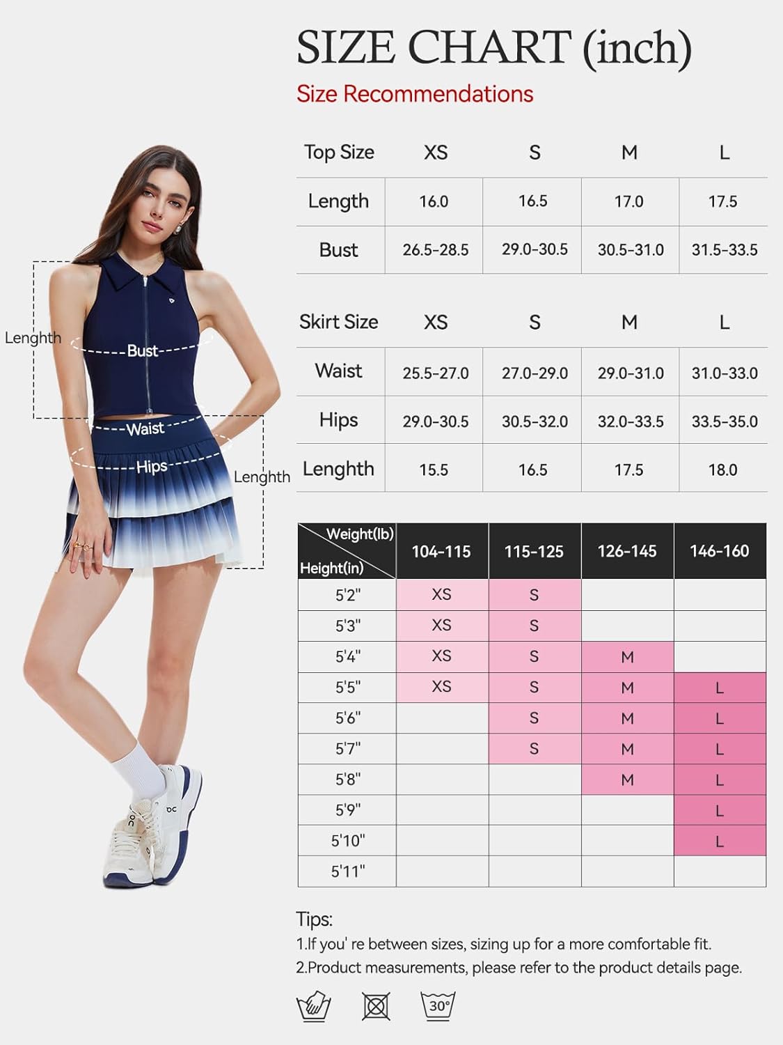 Tennis Skirt Set for Women Two Piece Golf Pickleball Outfits Double Ruffle Pleated Athletic Skirts Sets with Pockets