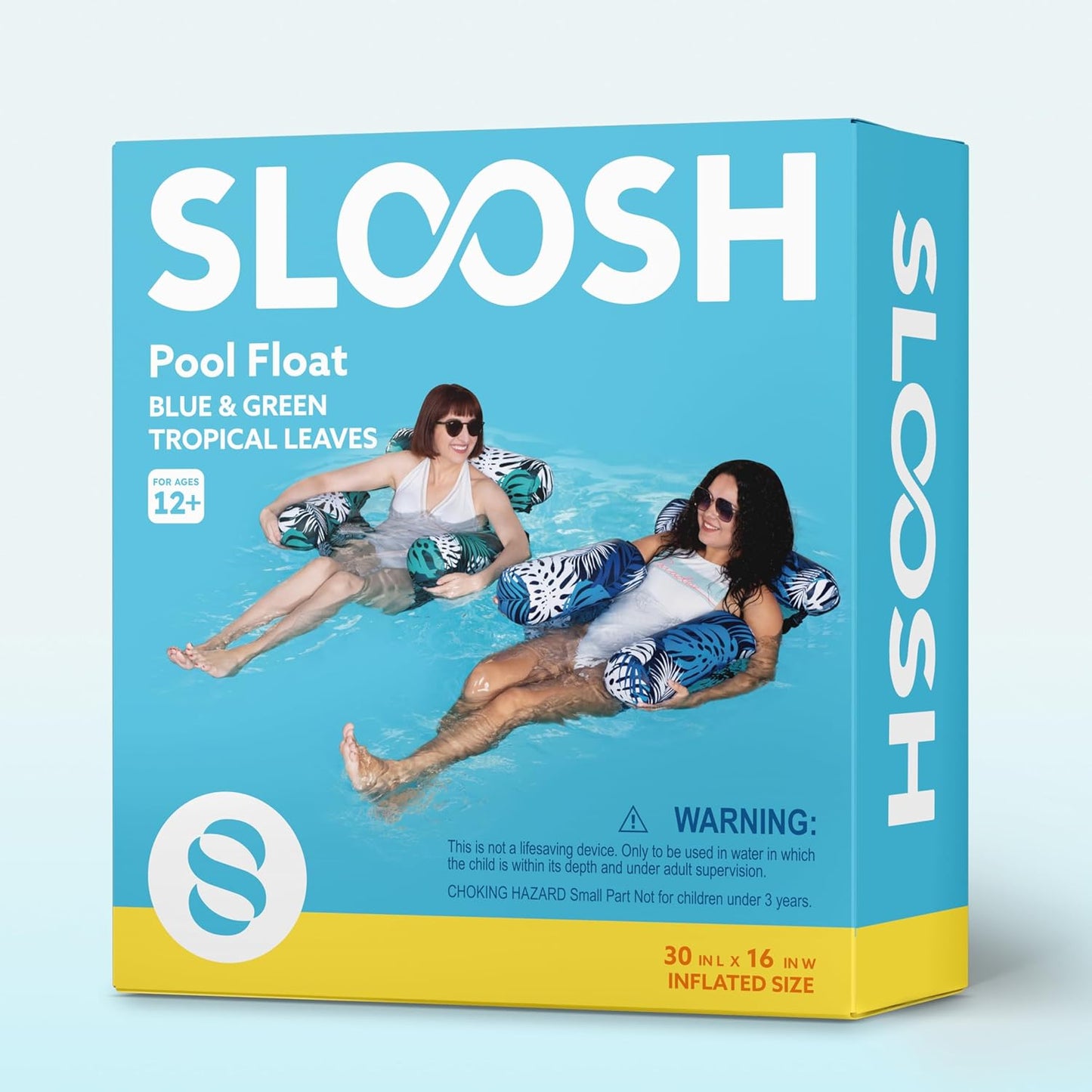 2-Pack Inflatable Pool Float Chairs, Fabric Covered Floating Lounge with Mesh Sling