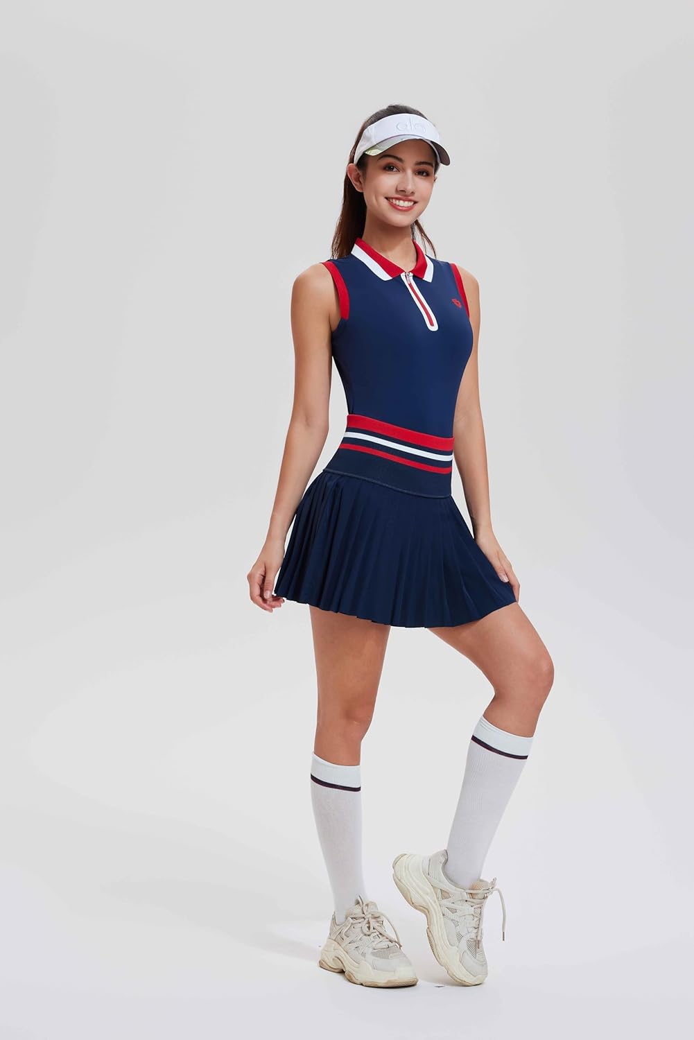 Tennis Skirt Sets for Women Color Block Golf Polo Two Piece Skirt Set Women 2 Piece Outfits with Shorts