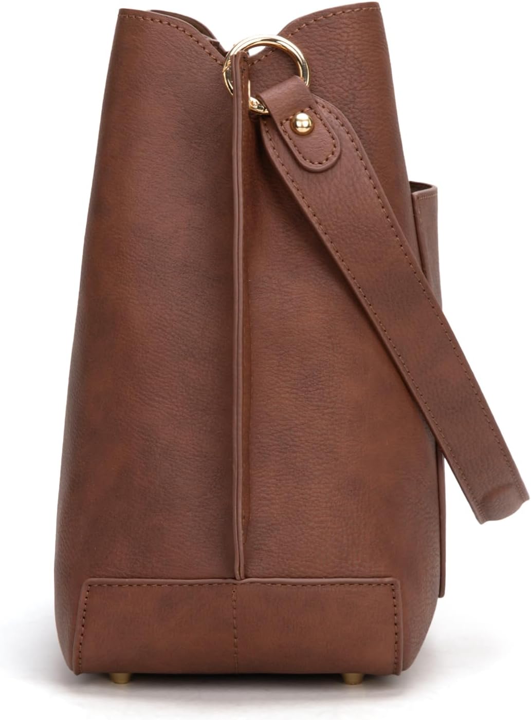 Medium Hobo Purse for Women - 3-Compartment Vegan Leather Bucket Bag with Crossbody Strap