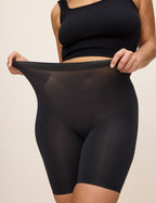 Front view of Cooling 7 inch anti-chafe shorts in black, high-rise waistband