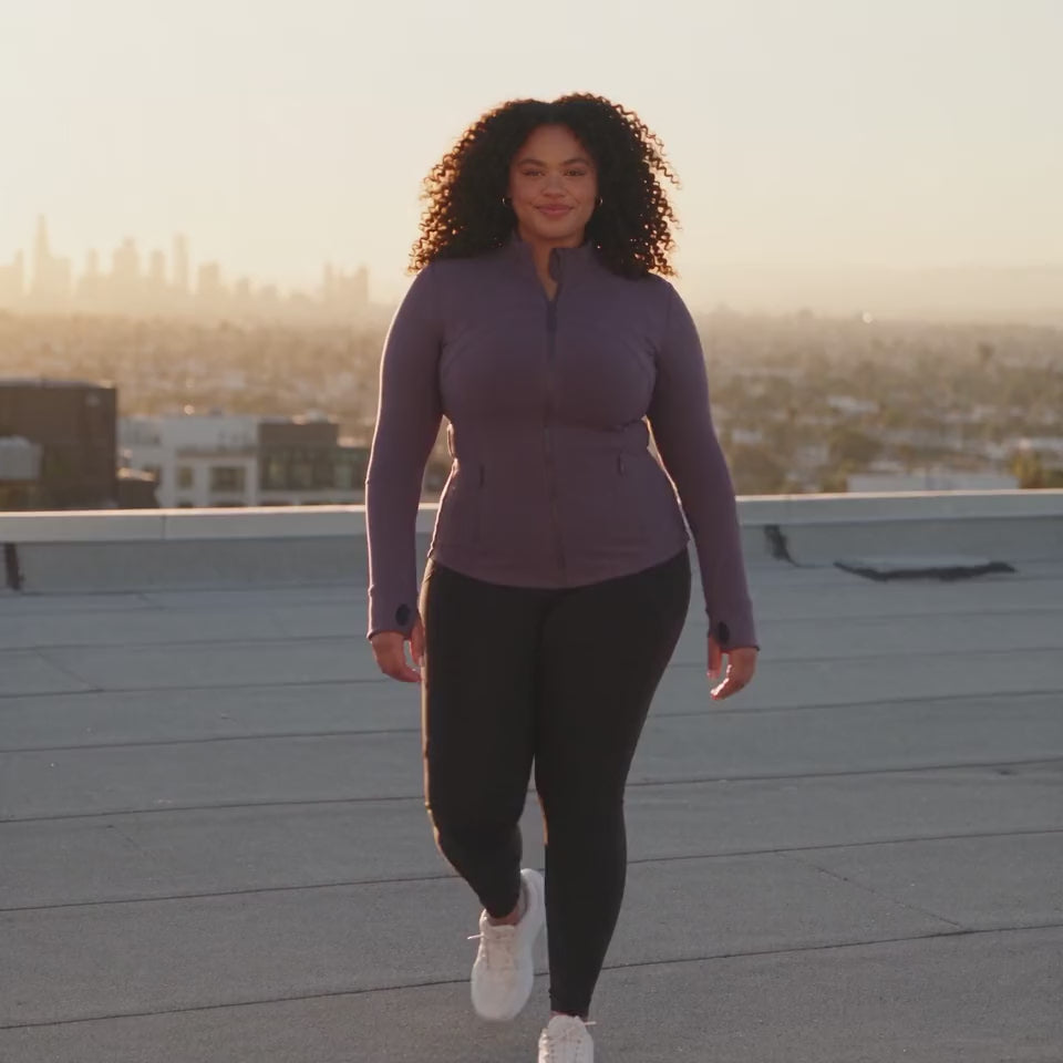 AFZ Sculpted Jacket — Clip 05 — Purple and Pink rooftop fabric detail