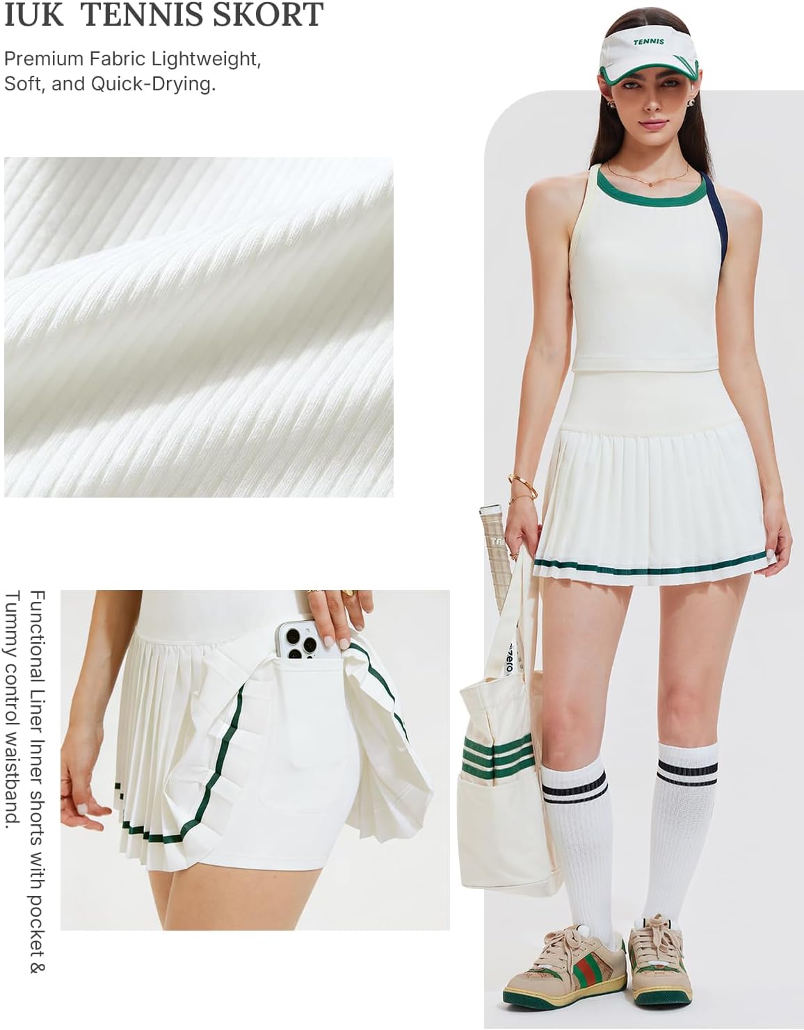 Tennis Skirt Set for Women 2 Piece Racerback Tank Top Golf Dress Activewear for Pickleball Workout