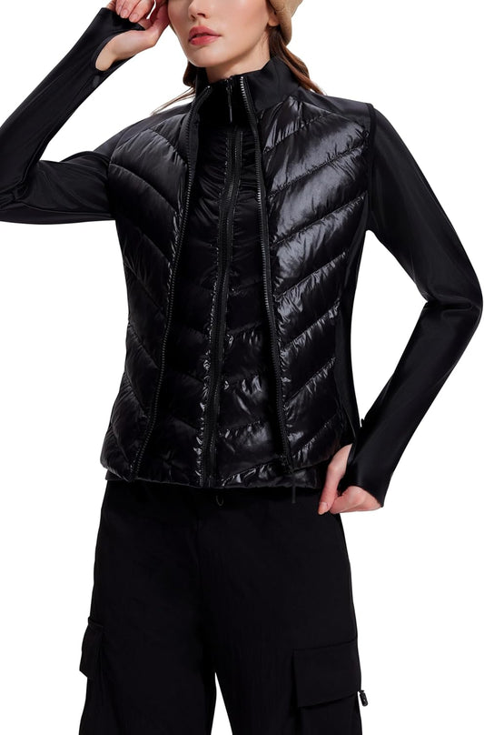 AFZ Women's Lightweight Puffer Vest 800FP Winter Down Vest Sleeveless Quilted Water Resistant Running Jacket